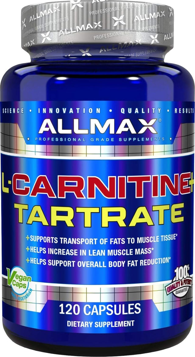 ALLMAX Essentials L-CARNITINE TARTRATE - 120 Capsules - Stimulant-Free Metabolizer - Boosts Energy, Performance & Recovery - Gluten Free & Vegetarian - 60 Servings