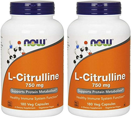 NOW Foods L-Citrulline 750 Mg, 180 Capsules (2 Pack)