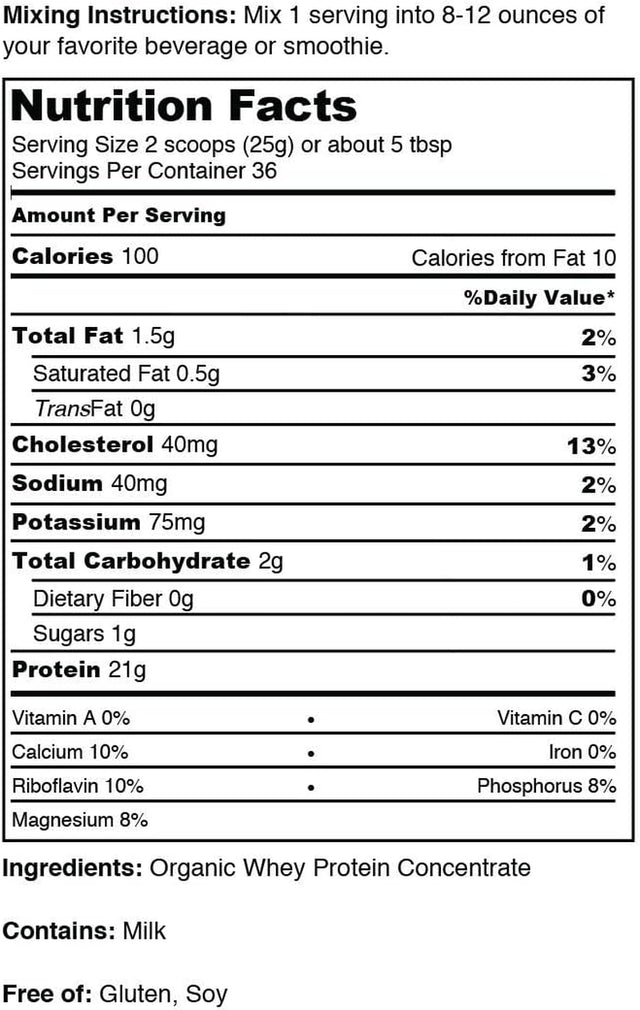 Norcal Organic - Whey Protein - 100% Grass-Fed and Grass-Finished - UNFLAVORED - Lecithin-Free - 2Lb Bulk