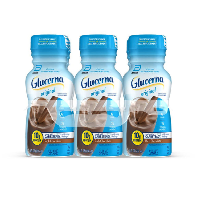 Glucerna Original Diabetic Protein Shake, Rich Chocolate, 8 Fl Oz Bottle, 6 Count