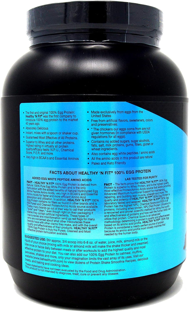 Healthy 'N Fit 100% Egg Protein- Heavenly Chocolate (2Lb): 100% Egg White Protein -Plus Natural Peptides. Ultra Pure, Natural Egg Protein Isolate