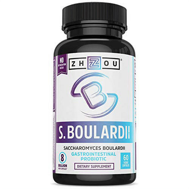 Zhou S. Boulardii Probiotic 440 Mg | Mens & Womens Probiotics | Shelf Stable Immune Support | 60 Veggie Caps