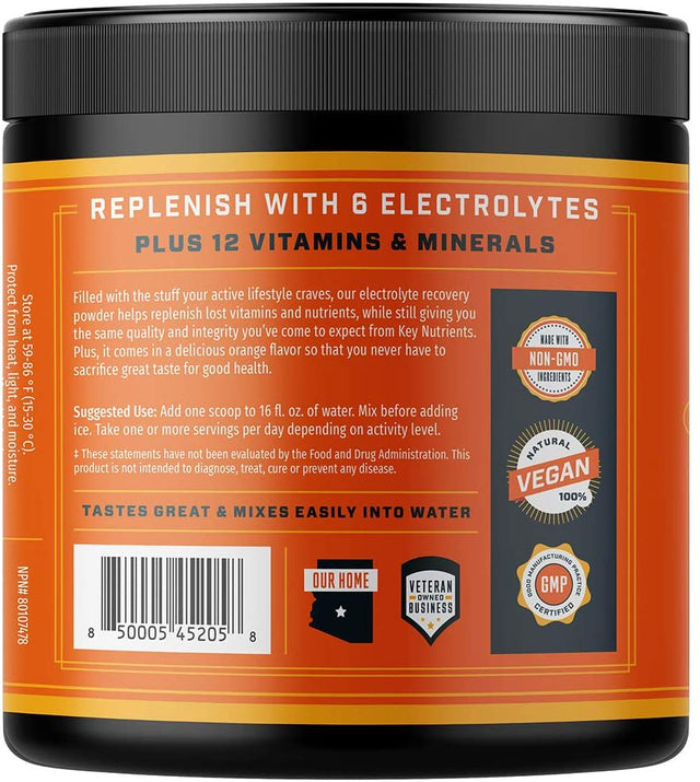 Key Nutrients Electrolytes Powder - Tangy Orange Electrolyte Drink Mix - $0.44 / Unit - Hydration Powder - No Sugar, No Calories - 90 Servings