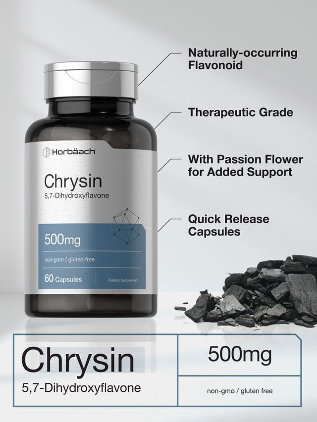 Chrysin 500Mg | 60 Capsules | Passion Flower Extract | by Horbaach