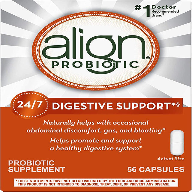 Align Probiotic, Probiotics for Women and Men, Daily Probiotic Supplement for Digestive Health*, #1 Recommended Probiotic by Doctors and Gastroenterologists‡, 56 Capsules