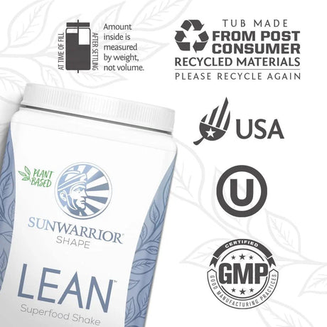 Sunwarrior Lean Vegan Vanilla Protein Powder | Plant-Based Superfood Shake, Vanilla, 720G