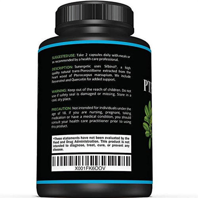 Premium Pterostilbene Supplement - Pterostilbene with Resveratrol & Quercetin - Supports Healthy Aging & Cardiovascular Health - Natural Source Pterostilbene 100Mg per Serving - 60 Caps