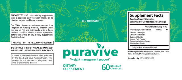 Ideal Performance - Puravive Capsules , Weight Loss Supplement, Metabolism Booster, 2Pack