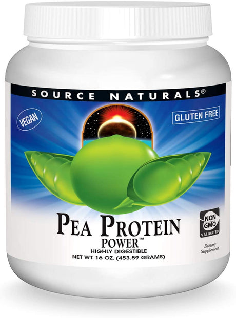 Source Naturals Pea Protein Power Plant-Based Protein Powder - Easy to Digest, Bioavailable, Non-Dairy, Vegan, Non-Gmo, Gluten Free, Sugar Free, Unflavored - 16Oz