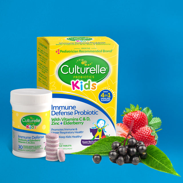 Culturelle Immune Defense Probiotic with 4-In-1 Immune Support for Kids 3+*, Mixed Berry, 30 Chewables