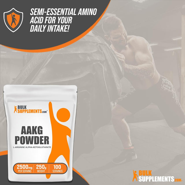 BULKSUPPLEMENTS.COM AAKG Powder - Arginine Alpha-Ketoglutarate, AKG Supplement - Nitric Oxide Supplement, Arginine Supplement - Unflavored & Gluten Free, 2500Mg per Serving, 250G (8.8 Oz)