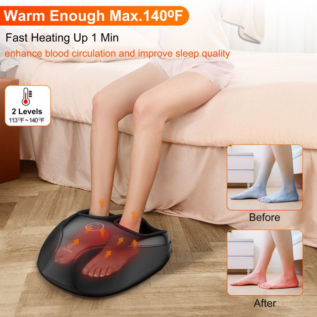 Comfier Shiatsu Foot Massager with Heat, Kneading Rolling Compression Feet Massage Machine for Circulation Plantar Fasciitis Neuropathy Pain, Size up to 13''