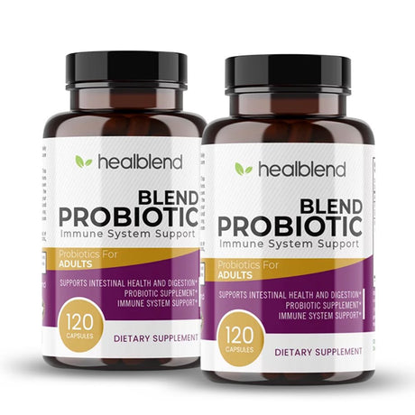 Healblend Probiotic Caps Dietary Supplement Capsules, Probiotic for Women and for Men Digestive Health - 120 Veg Capsules 2-Pack