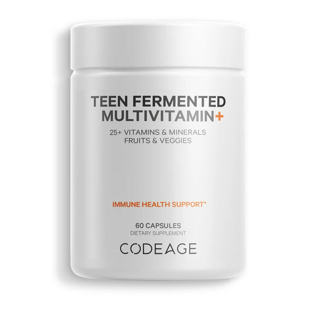 Codeage Daily Teen Multivitamin, 25+ Organic Whole Foods, Probiotics & Enzymes for Teenagers, Vegan, 60 Ct