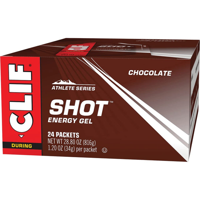 CLIF SHOT - Energy Gels - Chocolate Flavor - Non-Gmo - Non-Caffeinated - Fast Carbs for Energy - High Performance & Endurance - Fast Fuel for Cycling and Running (1.2 Ounce Packet, 24 Count)