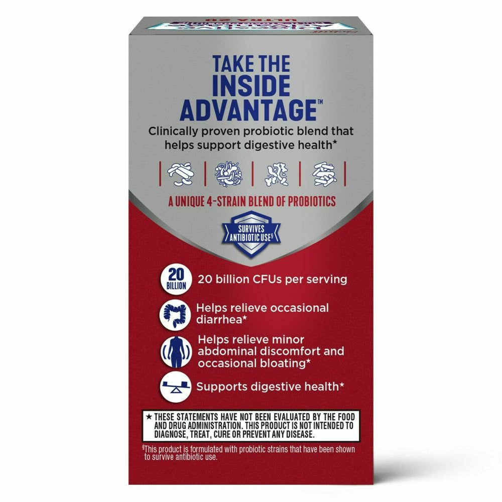 Pack of 3 Boxes, Digestive Advantage 20 Billion CFU Multi-Strain Probi ...