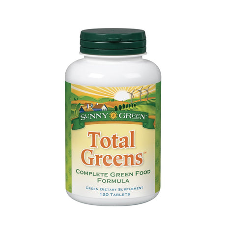 Sunny Greens Total Greens | Green Food Formula | Vitamins, Minerals, Proteins, Fiber & Chlorophyll from Multiple Organic Green Superfoods | 120Ct