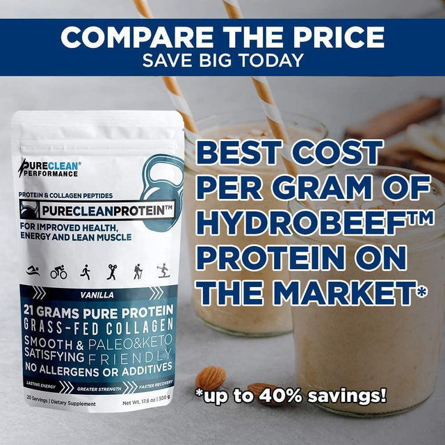 Protein Powder with Collagen & Amino Acids, Vanilla, Pureclean Performance