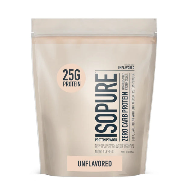 Isopure, Zero Carb 100% Whey Protein Isolate, 25G Protein Powder, Unflavored, 1 Lb