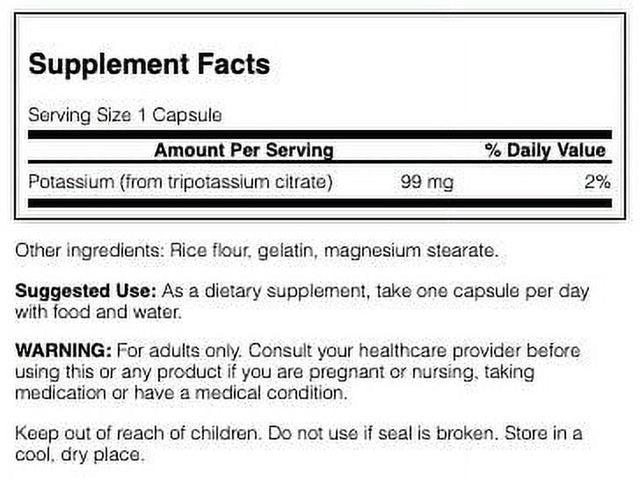 Swanson Mineral Supplements Potassium Citrate 99 Mg Capsule 120Ct