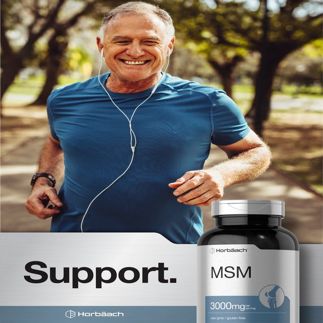 MSM Supplement | 3000Mg | 300 Vegetarian Caplets | with Calcium | by Horbaach