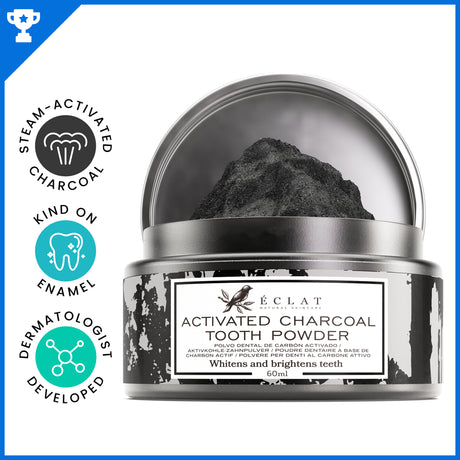 𝗪𝗶𝗻𝗻𝗲𝗿 𝟮𝟬𝟮𝟯* Eclat Activated Charcoal Tooth Powder, Teeth Whitening Oral Care, 2.02 Oz