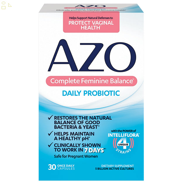 AZO Complete Feminine Balance, Female Probiotic Supplement, 30 Ct