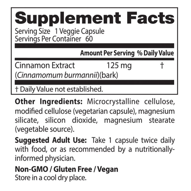 Doctor'S Best Cinnamon Extract Cinnulin PF, Non-Gmo, Vegan, Gluten Free, Helps Maintain Blood Sugar Levels, 125 Mg, 60 Veggie Caps