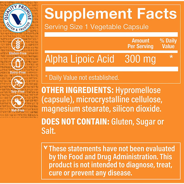 Alpha Lipoic Acid 300Mg, Natural Antioxidant Formula to Support Glucose Metabolism & Promotes Healthy Blood Sugar (180 Capsules) by the Vitamin Shoppe