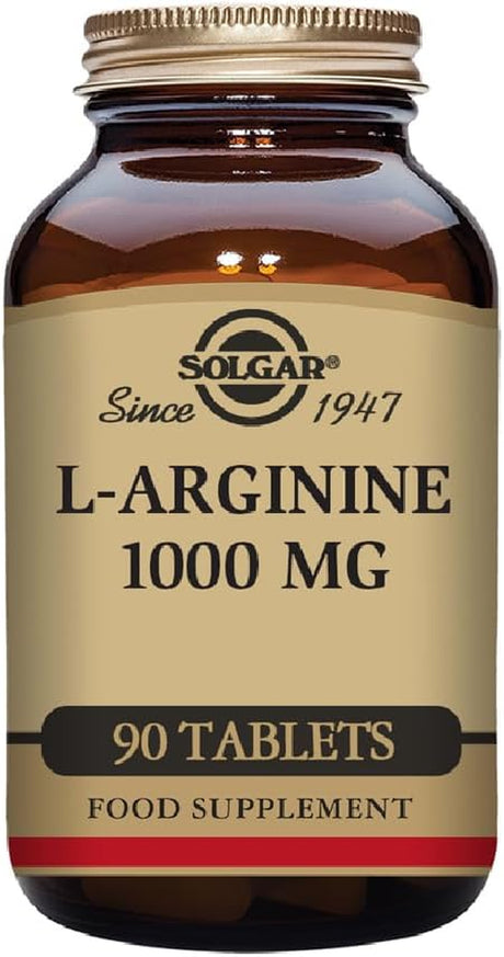 Solgar L-Arginine 1000 Mg - 90 Tablets - Nitric Oxide Stimulator - Non-Gmo, Vegan, Gluten Free, Dairy Free, Kosher - 90 Servings