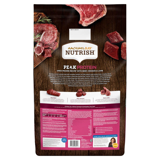 Rachael Ray Nutrish PEAK Protein Open Prairie Recipe with Beef, Venison & Lamb, Dry Dog Food, 12 Lb. Bag