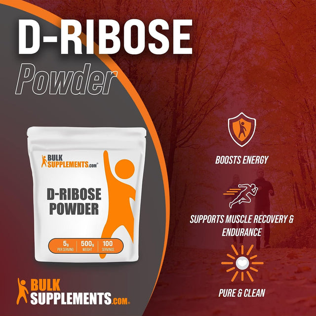 BULKSUPPLEMENTS.COM D-Ribose Powder - Peak ATP - Ribose Powder - Ribose Supplement - D Ribose Powder Bulk - 5G (5000Mg) per Serving, 100 Servings (500 Grams - 1.1 Lbs)