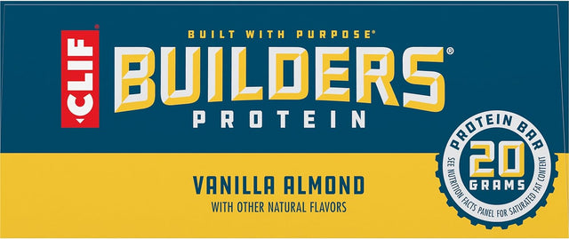 CLIF Builders - Vanilla Almond Flavor - Protein Bars - Gluten-Free - Non-Gmo - Low Glycemic - 20G Protein - 2.4 Oz. (6 Pack)