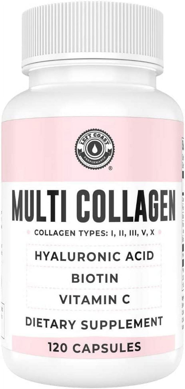 Left Coast Performance Collagen Peptide Pills | Collagen with Vitamin C and Biotin | Hydrolyzed Collagen Capsules - 120 Ct