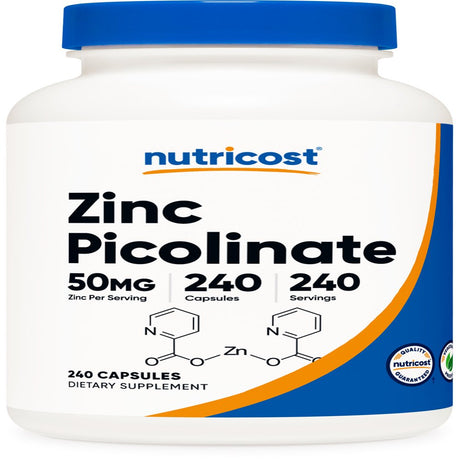 Nutricost Zinc Picolinate 50Mg (240 Vegetarian Capsules) - Gluten Free & Non-Gmo Supplement