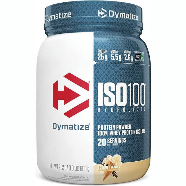 Dymatize ISO100 Hydrolyzed Whey Isolate Protein Powder, Gourmet Vanilla, 20 Servings