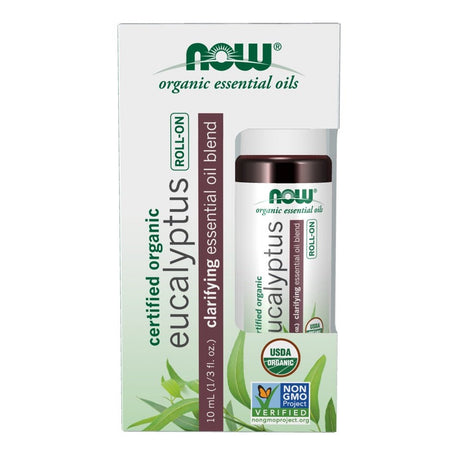 NOW Organic Essential Oils Eucalyptus Roll-On -- 3 Fl Oz