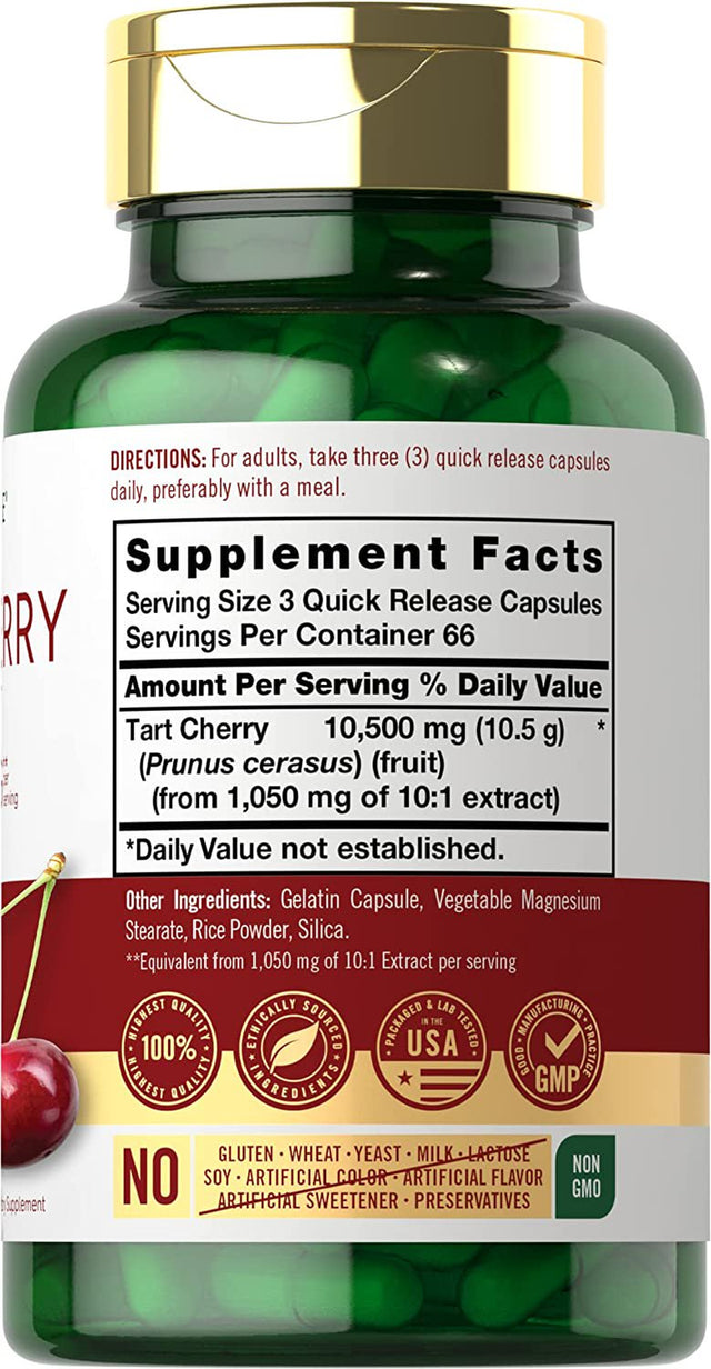 Tart Cherry Capsules | 10,500 Mg | 200 Pills | Non-Gmo, Gluten Free| by Carlyle