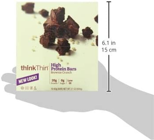 Thinkthin High Protein Bar, Brownie Crunch, 60 G, Bars, 10 Count