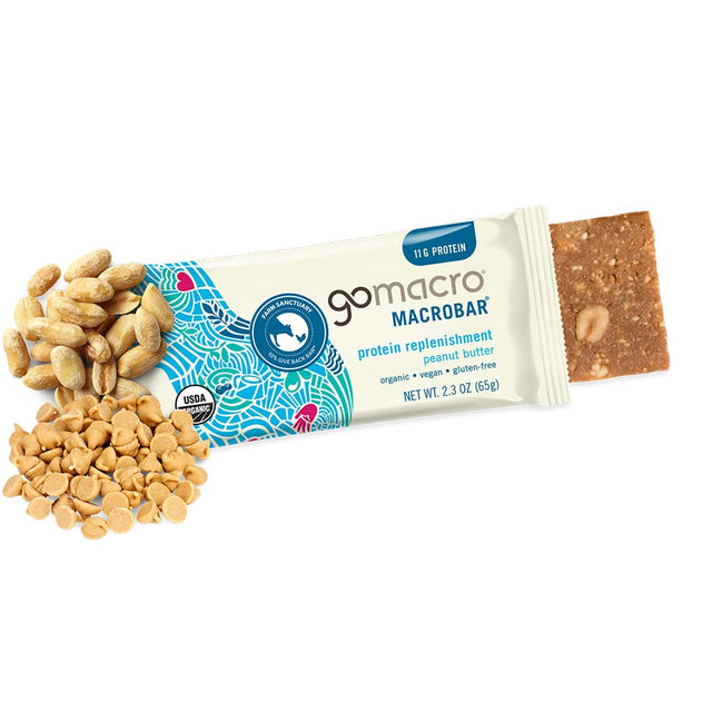 Gomacro Macrobar Organic Vegan Protein Bars, Peanut Butter, 2.3 Ounce Bars (Pack of 12)