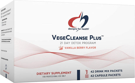 Designs for Health Vegecleanse plus 21 Day Detox Program - Promotes Healthy Liver Function + Metabolic Cleanse with Antioxidants + Herbs, Vegetarian (42 Protein Powder Drink Mixes + 42 Vitamin Packs)