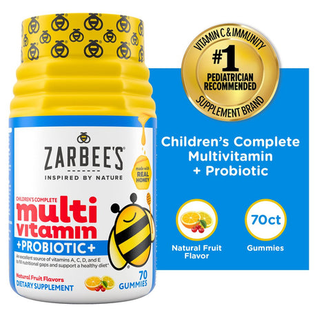 Zarbee'S Kids Complete Multivitamin + Probiotic Gummies, Fruit, 70 Ct