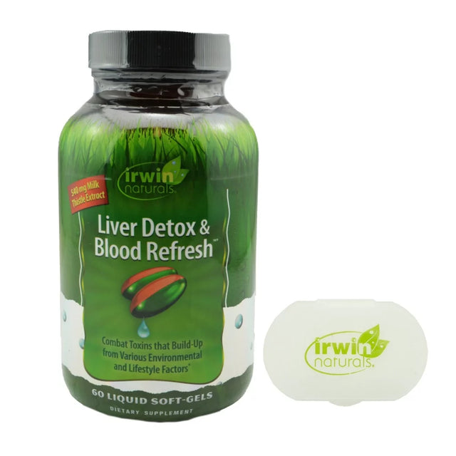 Irwin Naturals Liver Detox & Blood Refresh, Milk Thistle - 60 Ct W/ Pill Case