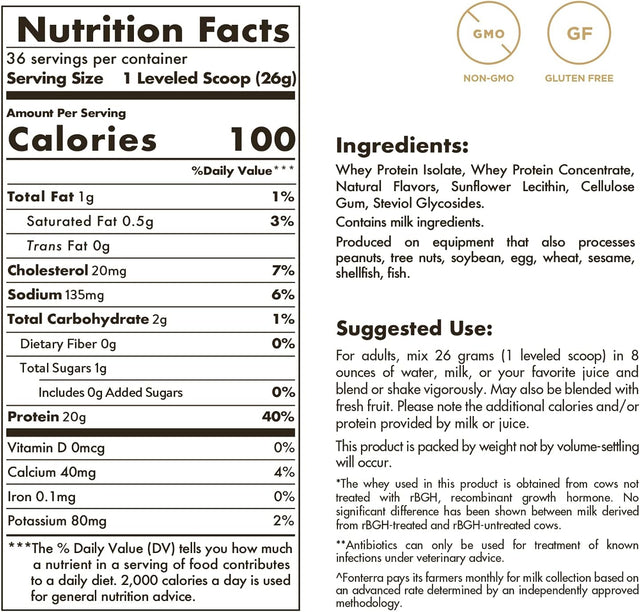 Solgar Grass Fed Whey to Go Protein Powder Vanilla, 2 Lb - 20G of Grass-Fed Protein from New Zealand Cows - Great Tasting & Mixes Easily - Supports Strength & Recovery -, 36 Servings