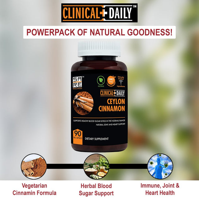 Clinical Daily Ceylon Cinnamon Bark Supplement 500Mg Blood Sugar Support 90 Capsules