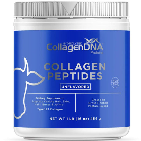 Premium Collagen Peptide Powder from Grass Fed Beef - 1 LB Unflavored, Odorless and Easy to Mix Hydrolyzed Protein Peptides (16 Oz, Beef Collagen)