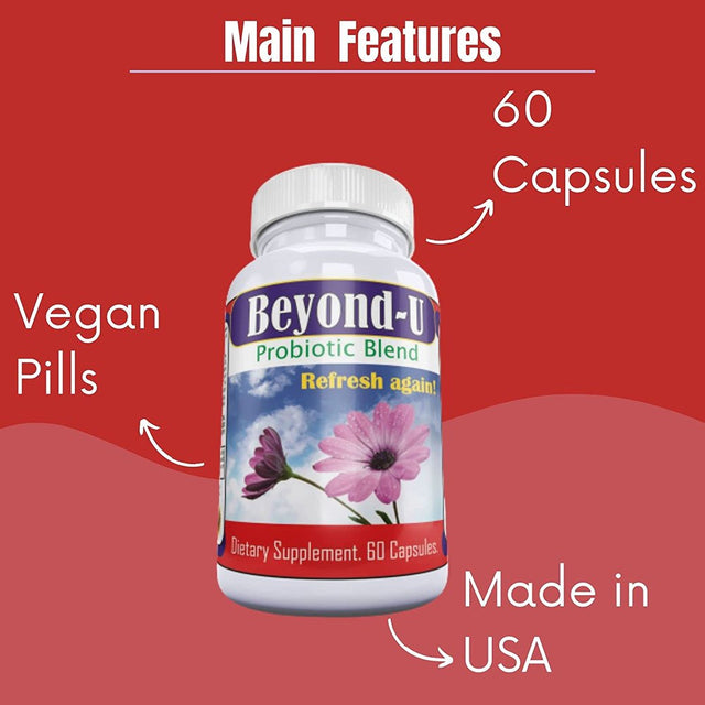 Beyond-U Women Probiotic Supplement Feminine Odor Control Female Cleanse Support Women Wellness 60 Prebiotic Pills