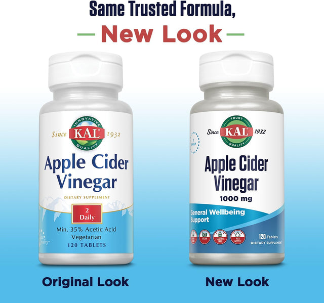 KAL Apple Cider Vinegar Capsules, 500 Mg, 120 Count