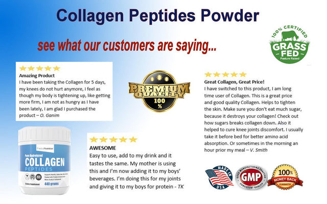 Collagen Peptides Powder Contains Vital Proteins for Skin Hair Nails and Joint Health, Non GMO Gluten Free 40 Servings