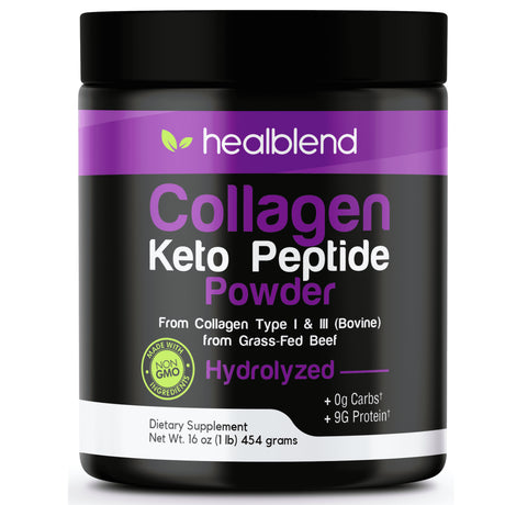 Healblend Collagen Peptides Powder, Hydrolyzed Collagen Powder Types I & III, Multi Collagen Protein Powder Supplement, Easy to Mix Drink